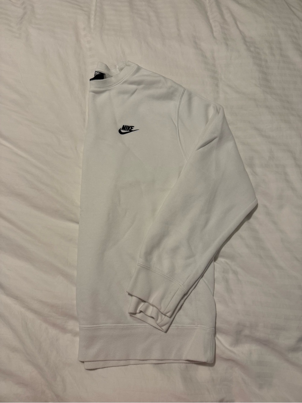 Nike White Crewneck Sweatshirt with Black Swoosh Logo